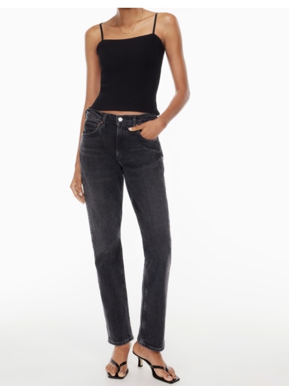 AGOLDE Lyle, slim, straight leg black denim jeans, size 27. - Picture 11 of 11